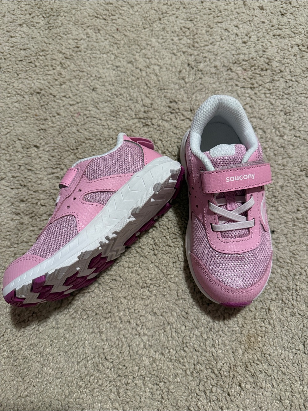 Saucony Girls' Pink Hook-and-Loop Mesh Sneakers - Picture 4 of 4
